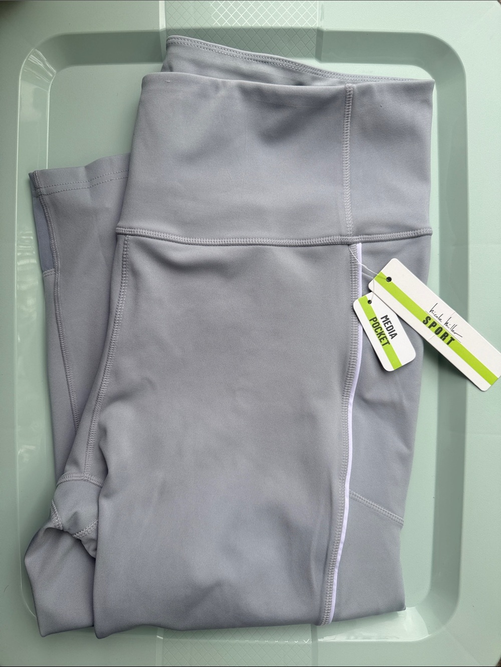 Nicole Miller Sport Light Gray High-Waist Performance Capris